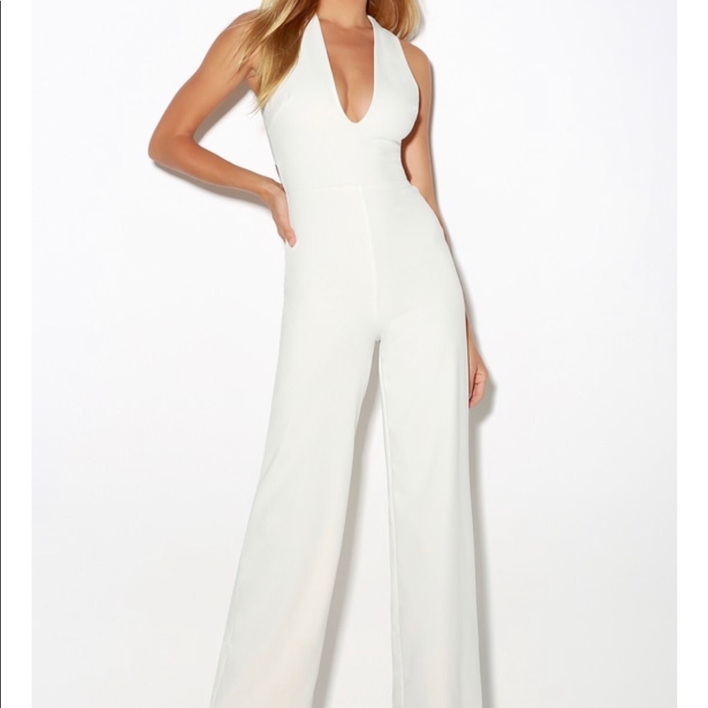 Cross Cross, Open Back White Jumpsuit